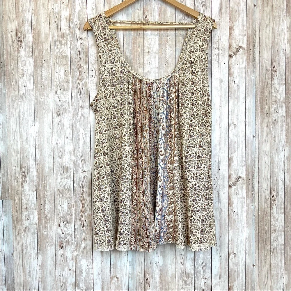 Free People Mess Around Tunic Sleeveless Neutral Combo Top Size Small Women